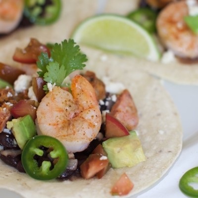 Shrimp & Andouille Soft Tacos with a side of Margarita. Cinco de Mayo 2